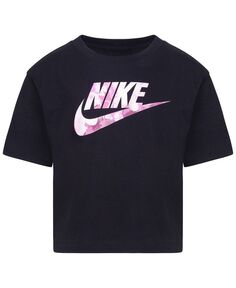 Свободная футболка с длинными рукавами для маленьких девочек Nike, черный