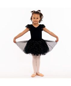 Балетное платье-пачка для малышей и девочек с перекрещенной спинкой и усилителем; 4-слойная юбка Flo Dancewear, черный