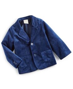 Бархатный пиджак для маленьких мальчиков First Impressions, синий