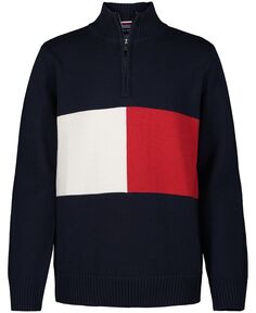 Свитер с длинными рукавами и молнией на четверть для новорожденных Tommy Hilfiger, синий