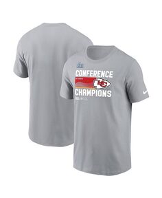 Серая футболка из коллекции трофеев чемпионов АФК Канзас-Сити Чифс 2022 для мальчиков и девочек дошкольного возраста Nike, серый