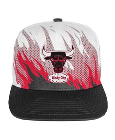 Белая шляпа Chicago Bulls с плоскими полями для больших мальчиков и девочек Hot Fire Snapback Mitchell &amp; Ness, белый
