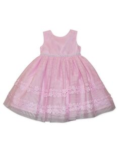 Сетчатое платье с вышивкой для маленьких девочек Blueberi Boulevard, розовый