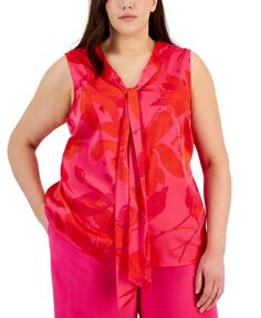 Блузка без рукавов с бантом больших размеров Tahari ASL, розовый
