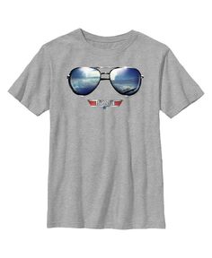 Солнцезащитные очки-авиаторы Top Gun для мальчиков, детская футболка с отражающим логотипом Paramount Pictures, серый
