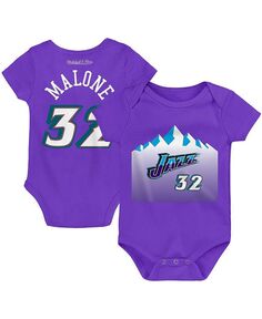 Боди Karl Malone Purple Utah Jazz для новорожденных, классическое имя и номер Mitchell &amp; Ness, фиолетовый