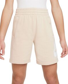 Спортивная одежда для больших детей Клубные флисовые шорты из французской махровой ткани с логотипом Nike, белый