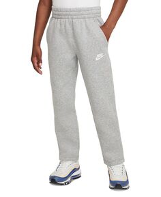 Спортивная одежда для больших детей Клубные флисовые брюки с открытым подолом Nike, серый