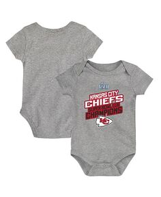 Боди для новорожденных для мальчиков и девочек Heather Grey Kansas City Chiefs Super Bowl LVII Champions Lockup Outerstuff, серый