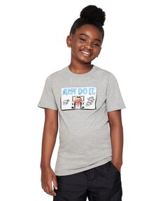 Спортивная одежда для больших детей Хлопковая футболка с рисунком Nike, серый
