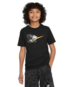 Спортивная одежда для больших детей Хлопковая футболка с рисунком Nike, черный
