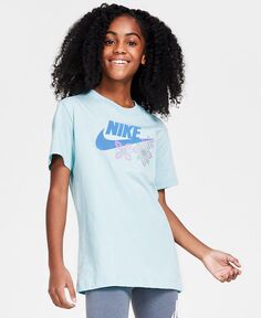 Спортивная одежда Хлопковая футболка для девочек Nike, синий