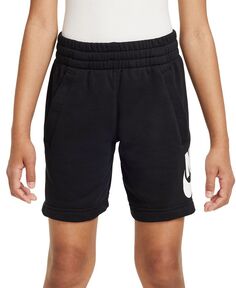 Спортивная одежда для больших детей Клубные флисовые шорты из французской махровой ткани с логотипом Nike, черный
