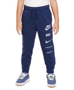Спортивная одежда для больших детей Флисовые джоггеры-карго стандартного кроя с логотипом Nike, синий