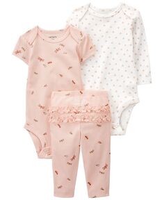 Боди и штаны с изображением бабочки для маленьких девочек, комплект из 3 предметов Carter&apos;s, розовый/белый Carters