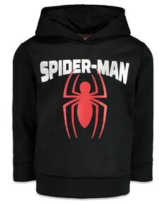 Спортивный флисовый пуловер с капюшоном для мальчиков Мстители и Человек-Паук, черный Marvel, черный
