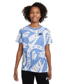 Спортивная футболка свободного кроя с логотипом Big Kids Nike, синий