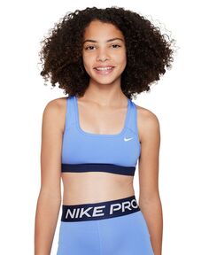 Спортивный бюстгальтер с логотипом Swoosh для девочек Nike, синий