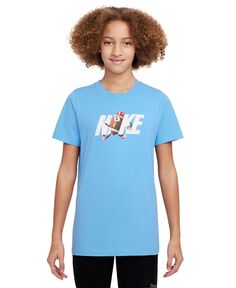 Спортивная футболка свободного кроя с принтом для больших детей Nike, синий