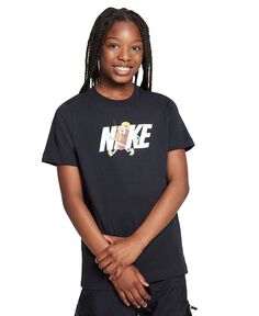 Спортивная футболка свободного кроя с принтом для больших детей Nike, черный