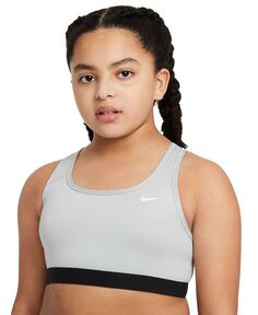 Спортивный бюстгальтер с логотипом Swoosh для девочек Nike, серый