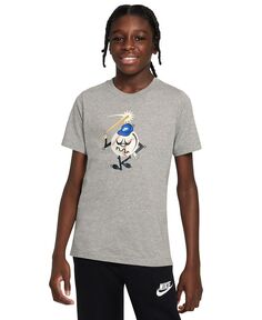 Спортивная футболка свободного кроя с принтом для больших детей Nike, серый