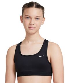 Спортивный бюстгальтер с логотипом Swoosh для девочек Nike, черный