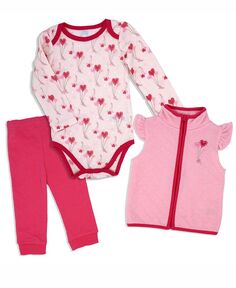 Боди, штаны и жилет с сердечками для маленьких девочек, комплект из 3 предметов Baby Mode, мультиколор
