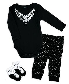 Боди, штаны и носки для маленьких девочек, комплект из 3 предметов Baby Mode, черный
