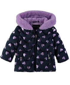 Стеганая куртка с варежками из фольги и сердечками для маленьких девочек Rothschild S Rothschild &amp; CO, мультиколор