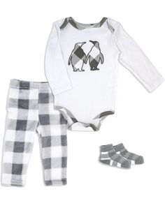 Боди, брюки и носки в клетку Buffalo для мальчиков и девочек, комплект из 3 предметов Baby Mode, мультиколор