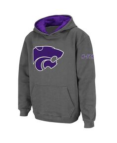 Темно-серый пуловер с капюшоном и большим логотипом Big Boys Kansas State Wildcats Stadium Athletic, серый