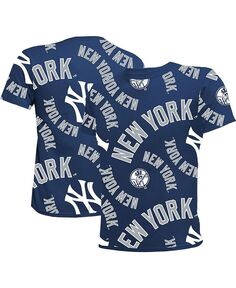 Темно-синяя футболка Big Boys New York Yankees Allover Team Stitches, синий