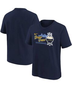 Темно-синяя футболка с графическим рисунком Big Boys Milwaukee Brewers City Connect Nike, синий