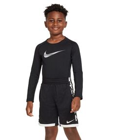 Теплая футболка стандартного кроя с длинными рукавами и логотипом для мальчиков Pro Nike, черный