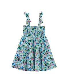 Тканое платье с цветочным принтом для маленьких девочек Andy &amp; Evan, синий