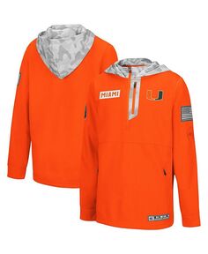 Толстовка Big Boys Orange с арктическим камуфляжем Miami Hurricanes OHT в военном стиле с капюшоном на молнии на четверть спины Colosseum, оранжевый