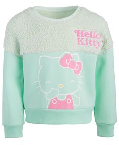 Толстовка из флиса из шерпы с длинными рукавами для маленьких девочек Hello Kitty, зеленый