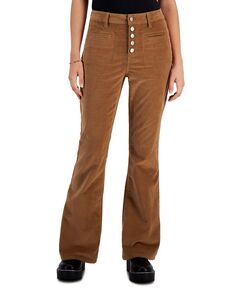 Вельветовые брюки с высокой посадкой и пуговицами Vanilla Star, коричневый/бежевый