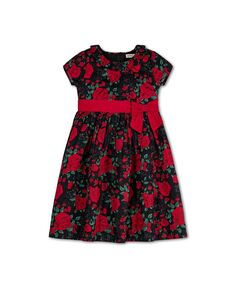 Вечернее платье для девочек с короткими рукавами, воротником с рюшами и бантом, для малышей Hope &amp; Henry, черный