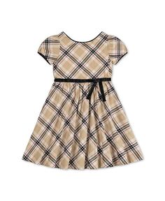 Вечернее платье для девочек с пышными рукавами и бархатной отделкой, для малышей Hope &amp; Henry, коричневый