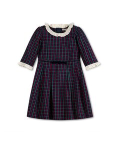Вечернее платье с рукавами 3/4 и рюшами для маленьких девочек Hope &amp; Henry, синий
