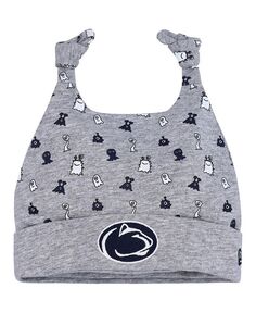 Вязаная шапка Nittany Lions Critter с манжетами для новорожденных Heather Grey Penn State Nittany Lions Critter New Era, серый