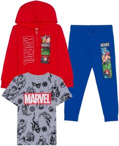 Толстовка, футболка и джоггеры Marvel для новорожденных, комплект из 3 предметов Hybrid, мультиколор