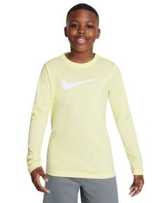 Тренировочная футболка с длинными рукавами и логотипом Big Kids Dri-FIT Legend Nike, зеленый