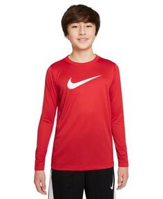 Тренировочная футболка с длинными рукавами и логотипом Big Kids Dri-FIT Legend Nike, красный