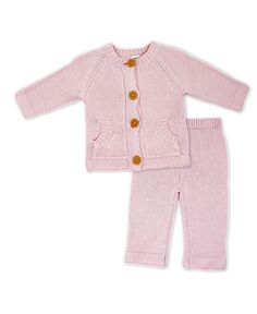 Вязаный свитер и штаны для мальчиков и девочек, комплект из 2 предметов Baby Mode Signature, розовый