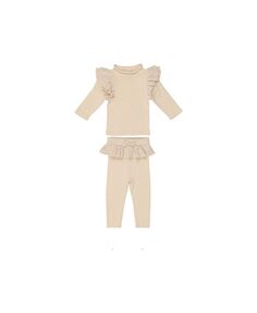 Вязаный топ Noovel и штаны на ножке для маленьких девочек, комплект из 2 предметов Maniere, коричневый/бежевый Manière