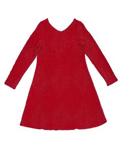 Вязаное платье с люрексом металлизированного цвета с длинными рукавами для больших девочек Trixxi, красный