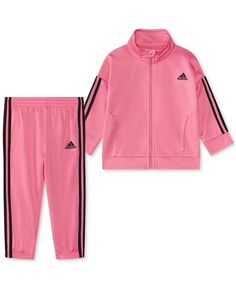 Трикотажная куртка и брюки Essential для маленьких девочек, комплект из 2 предметов adidas, розовый